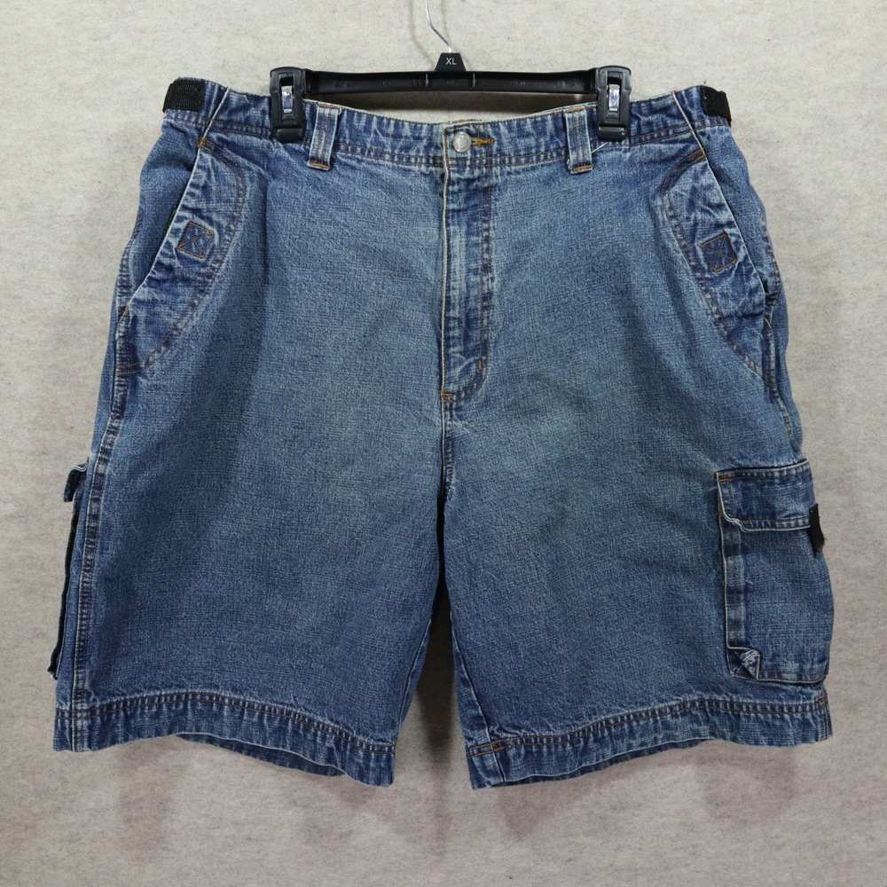 Faded Glory Cargo Shorts 42 Denim Y2K Baggy Utility Pockets 0273